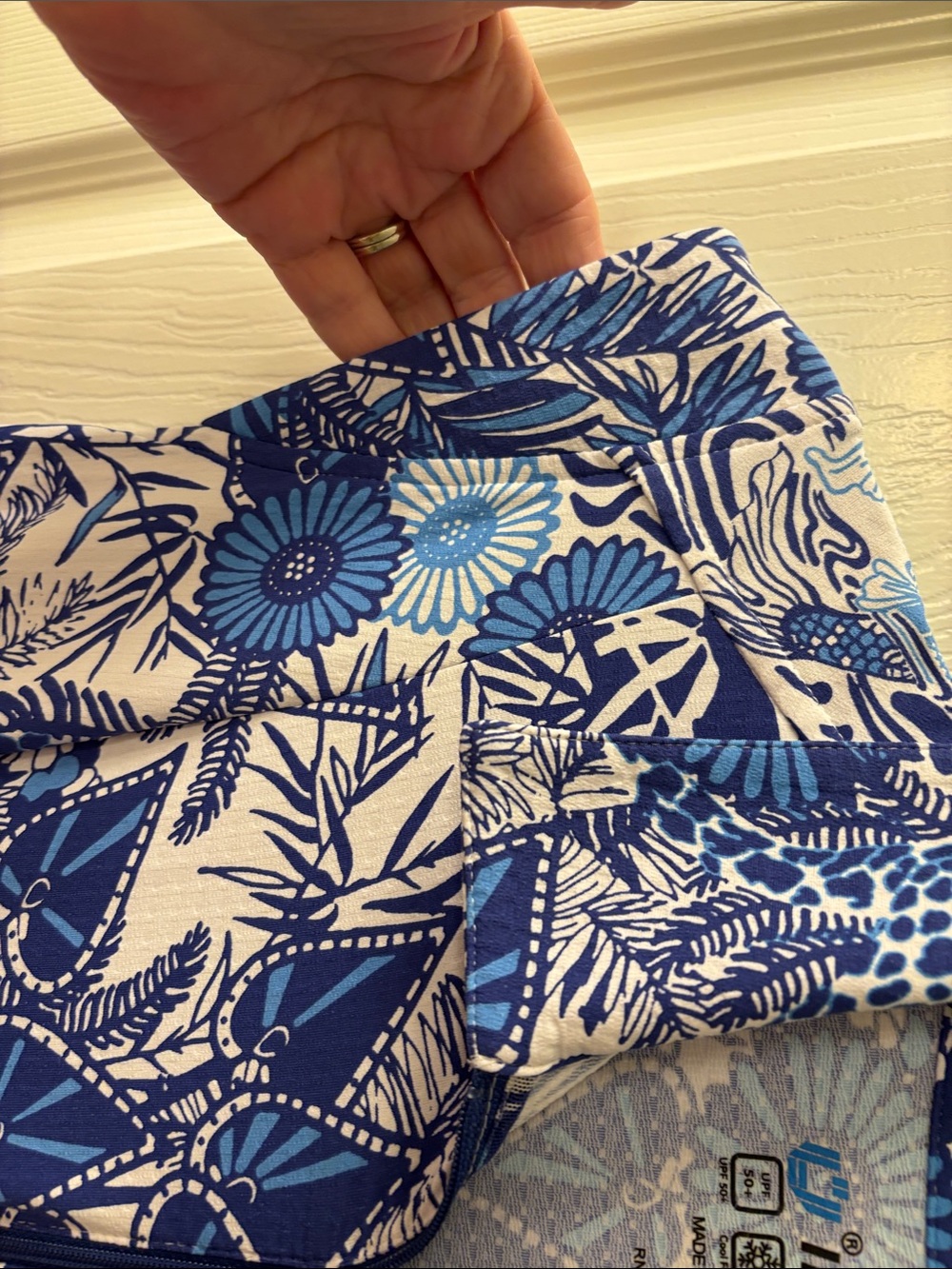 IBKUL Blue and White Floral Print Sleeveless Polo  Golf Midi Dress - Picture 3 of 7
